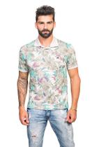 Pólo Tony Menswear Piquet Folhagens Cinza