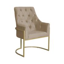 Poltona Vick Base Metálica Dourada Suede Cappuccino - Belliv Decor