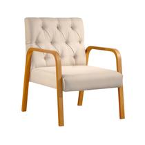 Poltrona 01 Lugar Capitonê Braço Amadeirado Ellie