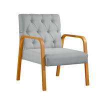 Poltrona 01 Lugar Capitonê Braço Amadeirado Ellie