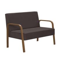 Poltrona 2 Lugares Jade Braço Madeira Dsalla Suede