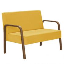 Poltrona 2 Lugares Jade Braço Madeira Dsalla Suede Poltrona 2 Lugares Jade Braço Madeira Dsalla Suede