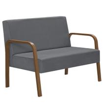 Poltrona 2 Lugares Jade Braço Madeira DSalla Suede