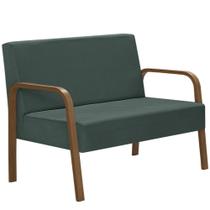 Poltrona 2 Lugares Jade Braço Madeira DSalla Suede