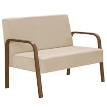 Poltrona 2 Lugares Jade Braço Madeira Suede Bege Poltrona 2 Lugares Jade Braço Madeira Suede Bege
