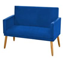 Poltrona 2 Lugares para Sala de Estar Namoradeira Nina Suede Azul Royal