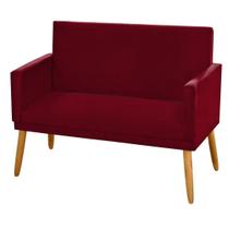 Poltrona 2 Lugares para Sala de Estar Namoradeira Nina Suede Vinho Bordô