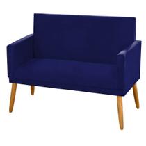 Poltrona 2 Lugares Simples para Sala Decorativa Suede Azul Marinho