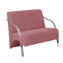 Poltrona 2 Lugares Vênus Braço Alumínio Suede Rosa Poltrona 2 Lugares Vênus Braço Alumínio Suede Rosa