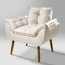 Poltrona Aconchegante Suede Bege Pés Palitos - Belliv Decor Poltrona Aconchegante Suede Bege Pés Palitos - Belliv Decor