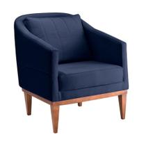 Poltrona Agatha Veludo Azul e Natural