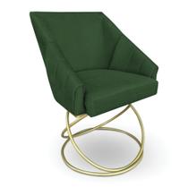 Poltrona Alana Suede Verde Base Luxo Dourado - Pallazio