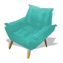 Poltrona Albany Pes Palito Decorativa - Azul Turquesa Poltrona Albany Pes Palito Decorativa - Azul Turquesa