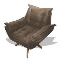 Poltrona Albany Sala De Estar Base Giratória Suede Capuccino - Hellen Decor Poltrona Albany Sala De Estar Base Giratória Suede Capuccino - Hellen Decor