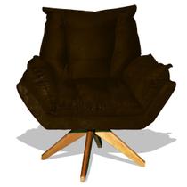 Poltrona Albany Sala De Estar Base Giratória Suede Marrom - Hellen Decor Poltrona Albany Sala De Estar Base Giratória Suede Marrom - Hellen Decor