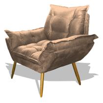 Poltrona Albany Sala De Estar Pés Palito Suede Capuccino - Hellen Decor Poltrona Albany Sala De Estar Pés Palito Suede Capuccino - Hellen Decor