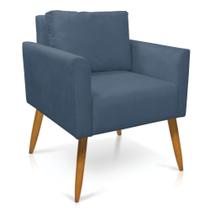 Poltrona Aline Suede Pés Palito Castanho - D'rossi Cor Azul Marinho Poltrona Aline Suede Pés Palito Castanho - D'rossi Cor Azul Marinho