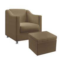Poltrona Almofadada Alya Com Puff Quasar Sued Capuccino Aradecor