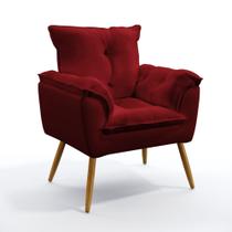 Poltrona Almofadada Decorativa Beta N-033 Veludo Vermelho Aradecor