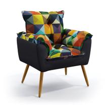 Poltrona Almofadada Decorativa Opala F-015 N-022 Sued Estampado Colorido com Veludo Chumbo Aradecor Poltrona Almofadada Decorativa Opala F-015 N-022 Sued Estampado Colorido com Veludo Chumbo Aradecor