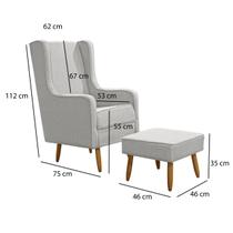 Poltrona Amamentação Aquila Pés Palito com Puff Linho Bege Ideal Moveis