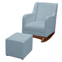 Poltrona Amamentação Aquila Plus com Puff Boucle Azul Claro - Fratello