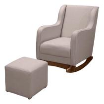 Poltrona Amamentação Aquila Plus com Puff Linho Bege - Fratello