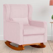Poltrona Amamentação Balanço Aurora Suede Rosa Bebe - LM DECOR