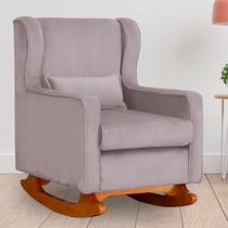 Poltrona Amamentação Balanço Aurora Veludo Rose - LM DECOR