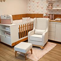 Poltrona Amamentação Balanço Cadeira Aquila Retrô Puff Linho