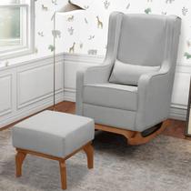 Poltrona Amamentação Balanço Cadeira Descanso Aquila Retrô Puff Linho - Twdecora