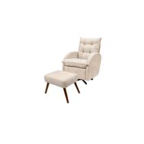Poltrona Amamentação Balanço com Giro C/Puff Stella Suede Bege TC-S09 - Montanaris Decor Poltrona Amamentação Balanço com Giro C/Puff Stella Suede Bege TC-S09 - Montanaris Decor