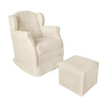 Poltrona Amamentação Balanço Confortável Puff Pétala Suede