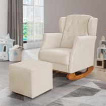 Poltrona Amamentação Balanço Descanso Helena Com Puff Suede