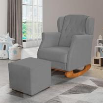 Poltrona Amamentação Balanço Descanso Helena Com Puff Suede