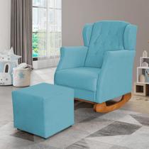 Poltrona Amamentação Balanço Descanso Helena Com Puff Suede