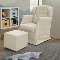 Poltrona Amamentação Balanço Descanso Manu Com Puff Linho