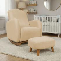 Poltrona Amamentação Balanço Madeira e Puff Jhessy Suede D03 - D Rossi Poltrona Amamentação Balanço Madeira e Puff Jhessy Suede D03 - D Rossi