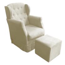 Poltrona Amamentação Balanço Manu com Puff Suede Bege Decor Elity