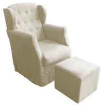 Poltrona Amamentação Balanço Manu Com Puff Suede Bege