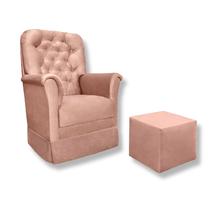 Poltrona Amamentação Balanço + Puff Agatha Veludo Rosé Poltrona Amamentação Balanço + Puff Agatha Veludo Rosé