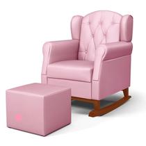 Poltrona Amamentação Base Madeira Balanço e Puff Letícia Sintético Rosa - Phoenix Poltrona Amamentação Base Madeira Balanço e Puff Letícia Sintético Rosa - Phoenix