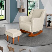 Poltrona Amamentação C / Balanço Cadeira Descanso Aquila Com Puff Linho Poltrona Amamentação C / Balanço Cadeira Descanso Aquila Com Puff Linho