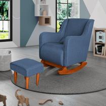 Poltrona Amamentação C / Balanço Cadeira Descanso Aquila Com Puff Linho