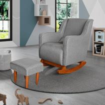 Poltrona Amamentação C / Balanço Cadeira Descanso Aquila Com Puff Linho Poltrona Amamentação C / Balanço Cadeira Descanso Aquila Com Puff Linho