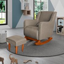 Poltrona Amamentação C / Balanço Cadeira Descanso Aquila Com Puff Linho Marrom - Twdecora Poltrona Amamentação C / Balanço Cadeira Descanso Aquila Com Puff Linho Marrom - Twdecora