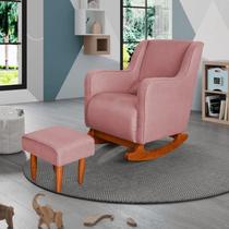 Poltrona Amamentação C / Balanço Cadeira Descanso Aquila Com Puff Veludo Rosa - Twdecora Poltrona Amamentação C / Balanço Cadeira Descanso Aquila Com Puff Veludo Rosa - Twdecora