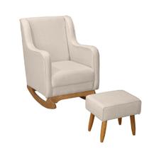 Poltrona Amamentação c Balanço Puff Aquila Linho Bege Poltrona Amamentação c Balanço Puff Aquila Linho Bege