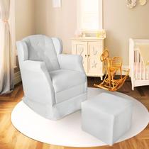 Poltrona Amamentação Cadeira Reforçada Balanço e Puff Lile material sintético