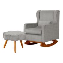 Poltrona Amamentação Com Balanço e Puff Aurora - Quarto de Bebê - Tecido Linho - Estopar Poltrona Amamentação Com Balanço e Puff Aurora - Quarto de Bebê - Tecido Linho - Estopar